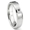 Cobalt XF Chrome 6MM Solitaire Black Diamond Brushed Wedding Band Ring w/ Beveled Edges