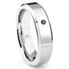 Cobalt XF Chrome 6MM Solitaire Black Diamond High Polish Wedding Band Ring w/ Beveled Edges