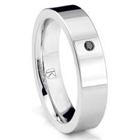 Cobalt XF Chrome 6MM Solitaire Black Diamond High Polish Pipe Cut Wedding Band Ring