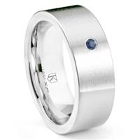 Cobalt XF Chrome 8MM Solitaire Sapphire Pipe Cut Flat Wedding Band Ring