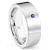 Cobalt XF Chrome 8MM Solitaire Sapphire Pipe Cut Flat Wedding Band Ring