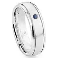 Cobalt XF Chrome 7MM Solitaire Sapphire Newport Dome Wedding Band Ring