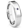 Cobalt XF Chrome 6MM Solitaire Sapphire High Polish Wedding Band Ring w/ Beveled Edges