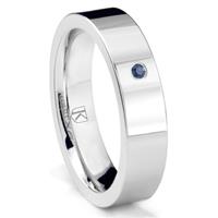 Cobalt XF Chrome 6MM Solitaire Sapphire High Polish Pipe Cut Wedding Band Ring