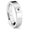 Cobalt XF Chrome 6MM Solitaire Sapphire High Polish Pipe Cut Wedding Band Ring