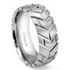 Titanium 8MM Motorcycle Tire Tread Dome Wedding Band Ring
