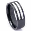 Black Zirconium Silver Inlay Wedding Band Ring