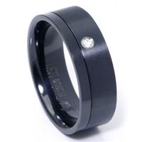 Black Zirconium 8MM Men's Diamond Wedding Band Ring